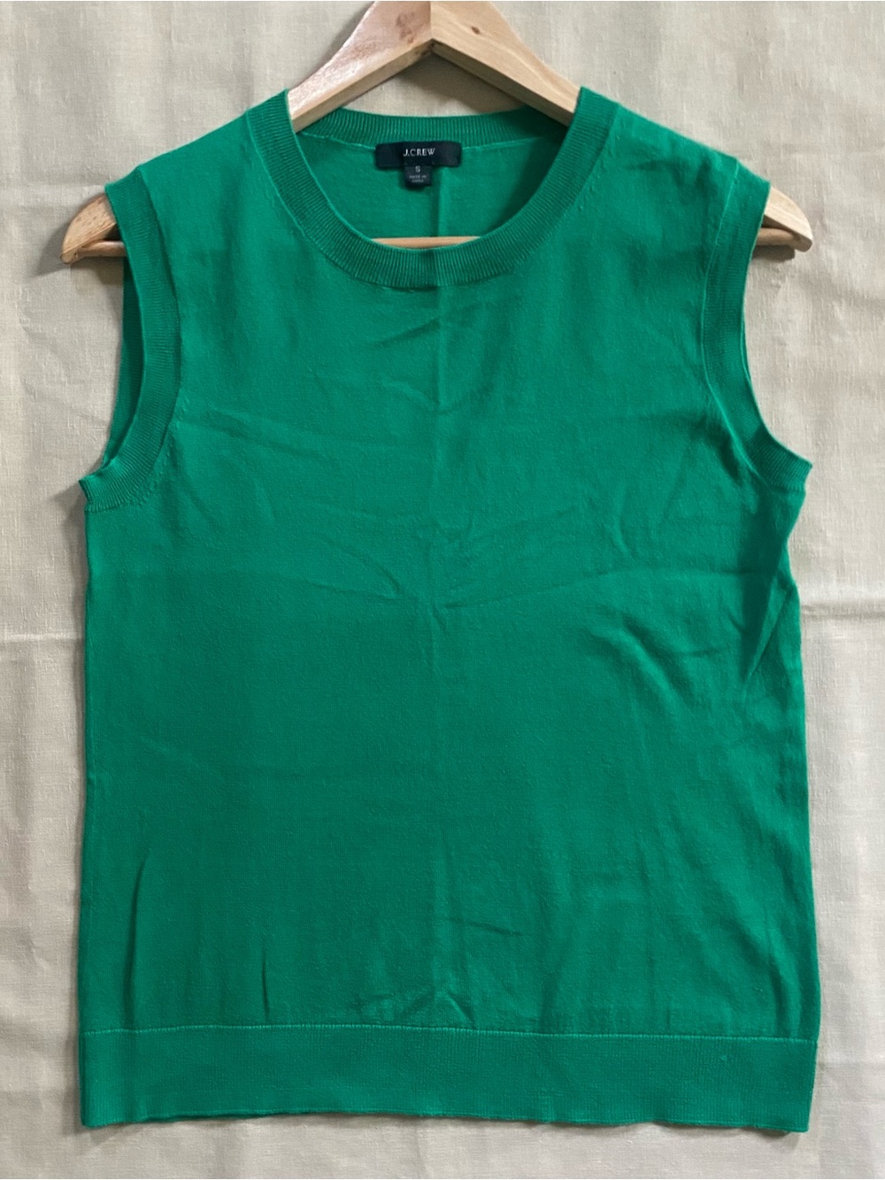 J. Crew Kelly Green Sleeveless Knit Shell Sweater Vest Size Small